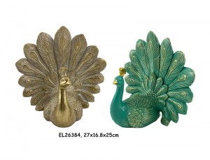 Escultura hecha a mano de la decoración del pavo real de la mesa de los artes y de los artes de la resina