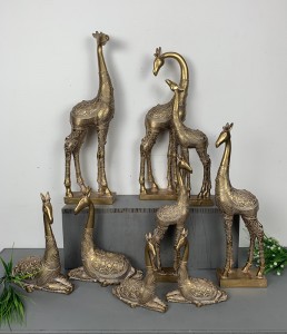 Уметност и занаети од смола Декорација на маса за африкански жирафа фигурини Елен