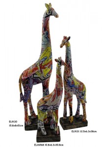 Reżina Arts & Crafts Dekorazzjoni ta 'fuq tal-mejda Afrika Giraffe Figurini Ċriev
