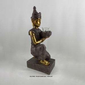 Estátuas de Buda de artes e ofícios em resina com suportes para velas