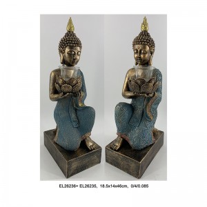 Sveķu mākslas un amatniecības Budas statujas ar sveču turētājiem