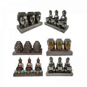 Resin Arts & Crafts Buddha Statues With Holders for ທຽນໄຂ