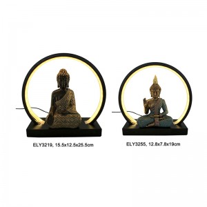 Statues de Bouddha d'art et d'artisanat en résine avec supports pour bougies