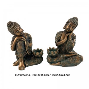 Resin Seni & Kraf Patung Buddha Dengan Pemegang Untuk Lilin