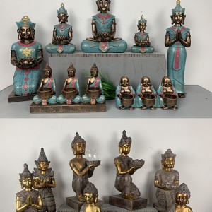 Resin Arts & Crafts Buddha Statues With Holders For Candles