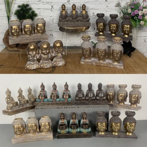 Hars Arts & Crafts Boeddhabeelden met houders voor kaarsen