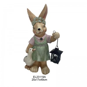 Zbierka rozmarných figúrok zajacov s lampášmi Jarný zajačik Roztomilé králiky Dekorácia do domu a záhrady