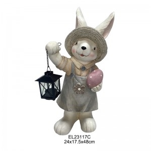 Samling af finurlige kaninfigurer med lanterner Spring Bunny Søde kaniner hjem og have dekoration