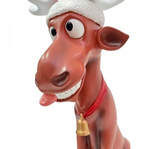 Resin Arts & Craft Funny Grimacing Sticking out tongue Christmas reindeer Statue