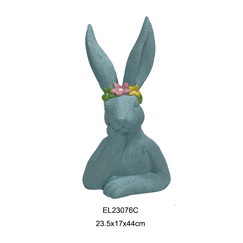 Colorful Floral Crowned Rabbit Statues Easter Rabbits Garden Decors Holiday Decoration Featured Image