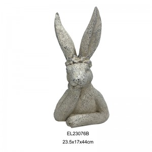 Colorful Floral Crowned Rabbit Statues Easter Rabbits Garden Decors Holiday Decoration