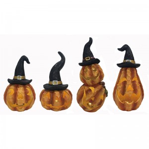 Resin Arts & Craft Halloween Colorful Spooky Pumpkin with Light Trick-Or-Treat Decorations indoor-outdoor statues