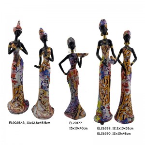 Résine Arts & Crafts Afrik Lady Figurines Chandèl òt