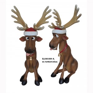 Resin Arts & Craft Funny Grimacing Sticking out tongue Christmas reindeer Statue