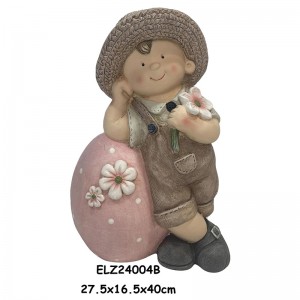 Easter Decor Eggshell Companions Garden Boy And Girl Statues Outdoor Indoor Ornaments