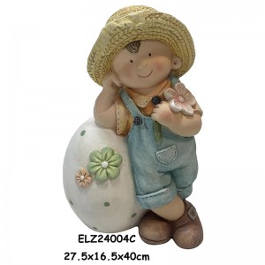 Easter Decor Eggshell Companions Garden Boy And Girl Statues ເຄື່ອງປະດັບພາຍໃນເຮືອນ
