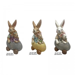 Figurines de lapin, véhicule œuf de pâques et carotte, décoration de printemps pour la maison et le jardin, décor quotidien