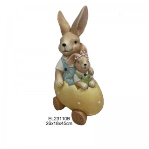 Easter Qe thiab Carrot Tsheb Rabbit Figurines Caij nplooj ntoos hlav Tsev thiab vaj Kho kom zoo nkauj Txhua hnub Kho kom zoo nkauj