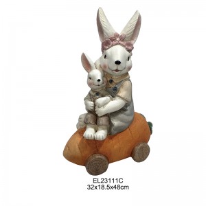 Easter Endog jeung Wortel Vehicle Rabbit Figurines Spring Imah jeung Taman Hiasan Daily Decor