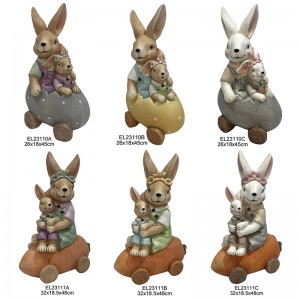 Egg Ista na Karọt Vehicle Rabbit Figurines Ụlọ mmiri na ihe ndozi ubi kwa ụbọchị