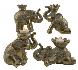 Harz handgefertigte Tisch-Elefanten-Figuren Kerzenhalter