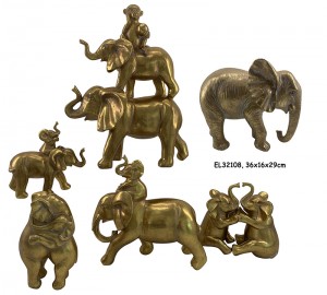 Resina artesanal artesanato mesa estatuetas de elefante castiçais
