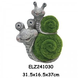 기발한 잔디가 가득한 태양 달팽이 조각상 야외 장식으로 정원을 강화하세요.