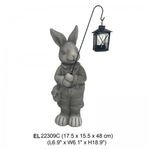 Fiber Clay Garden Seemahale sa Easter Cute Rabbits Hold Lantern Spring Decor Fiber Clay Handmade Crafts