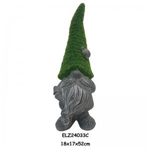 Fiber Clay Gnome Statyer Gnomes Stående Håller Lyktor Ridande på sniglar och grodor