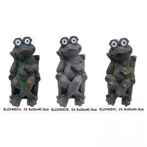 פסלי צפרדע שובבים המופעלים על ידי סיבי חימר לעיצוב פטיו גן מקורה