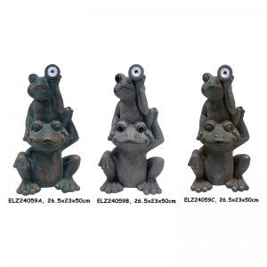 Estatuas juguetonas de la rana de la arcilla de la fibra para la decoración interior del patio del jardín