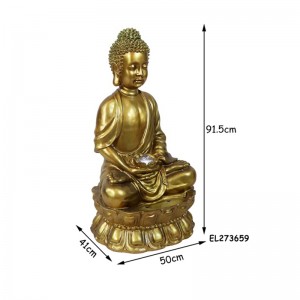 Fiber Resin Outdoor Buddha Dekor Gaart Waasser Fonktioun