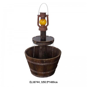 Fiber Resin Round Can Outdoor Fountain Water Feature