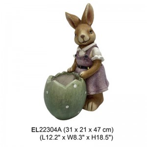 Fibreclay Easter Rabbits Cute Rabbit Hold Pot Figurines Garden පිළිම වසන්ත සමයේ අලංකරණය සඳහා