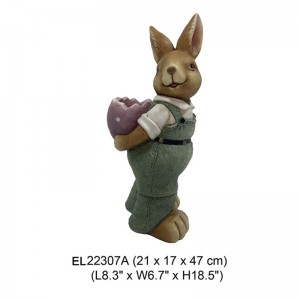 Fiberclay Kelinci Paskah Cute Rabbit Terus Pot Figurines Taman Patung kanggo Springtime Dekorasi