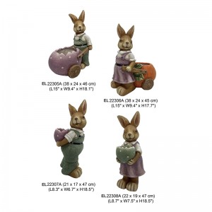 ファイバークレイ イースターウサギ かわいいウサギ ホールド ポット置物 庭の彫像 春の装飾用