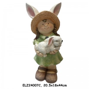 Garden Decor Bunny Buddies Collection Boy and Girl Holding Rabbit Spring Home And Garden
