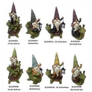 Gnome Riding On Frog Turtle Snail Gnomes And Critter Statues Garden Decor Fiber Clay Crafts