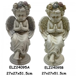 Grațioasă rugăciune care se odihnește ținând castroane Statui de înger, decorate manual pentru interior, în aer liber