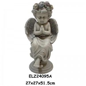 Gracioso orando descansando segurando tigelas estátuas de anjo artesanais decoração interna ao ar livre