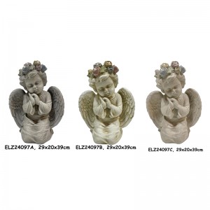 گریس فل پرےنگ ریسٹنگ ہولڈنگ باؤلز فرشتہ کے مجسمے دستکاری سے بنے آؤٹ ڈور انڈور ڈیکوریشن