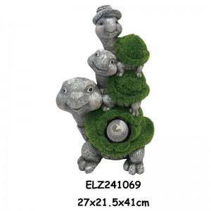 Figurine di Decorazione Solare Floccate di Erba Frog Turtle Snail Equipaggiata cù Occhi di energia solare Figuri di Decorazione di Giardinu