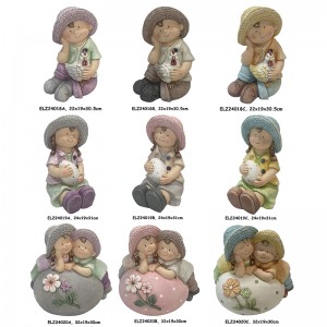 Estatuas infantiles hechas a mano con cáscara de huevo, estatuas de jardín para niños, estatuas de niñas para jardinería, decoración del jardín y el hogar