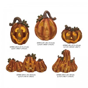 Reżina Arts & Craft Halloween Pumpkin Decors ma Light Jack-o'-lanterns Dekorazzjoni tal-vaganzi statwi ġewwa-barra