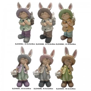 Ručno izrađeni dječaci i djevojčice zečevi drugovi, zečja košara, drugari, statue na otvorenom, unutarnji dekor