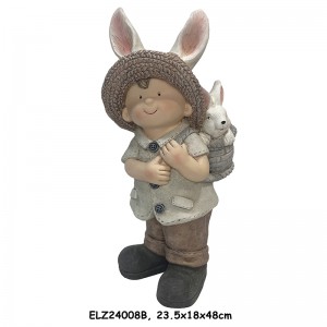 Estatuas hechas a mano para niños y niñas, conejos, compañeros, cesta de conejitos, decoración interior y exterior