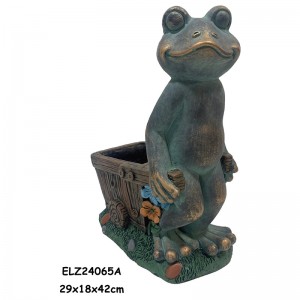 Ročno izdelani kipi za sajenje žab Žabe, ki držijo sadilnik za dekoracijo doma in vrta