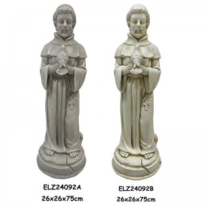 Estatuas de figuras relixiosas feitas a man con maceta ou traxe de paxaro para decoración do fogar e do xardín