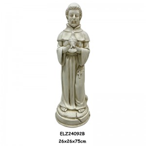 Håndlagde statuer av religiøse figurer som holder krukke eller fugledrakt til innredning i hjemmet og hagen