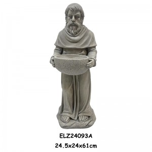 تماثيل شخصية دينية مصنوعة يدويًا تحمل وعاء أو بدلة طائر لديكور المنزل والحديقة